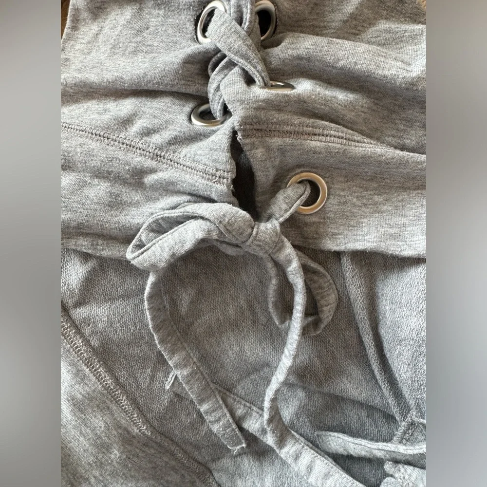 Michael Kors Hoodie EUC Gray Lace up Grommet Long Sleeve Tee Sweatshirt